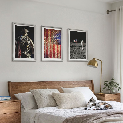 Wall art set American symbols USA flag