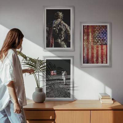 Wall art set American symbols USA flag