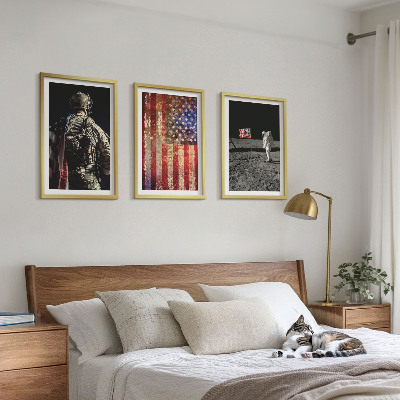 Wall art set American symbols USA flag