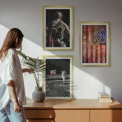 American USA flag wall art set set of wall art depicting American symbols