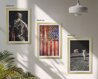 Wall art set American symbols USA flag