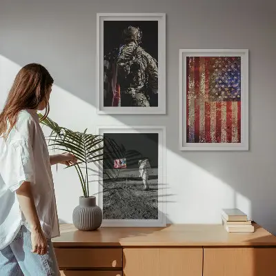 American USA flag wall art set set of wall art depicting American symbols