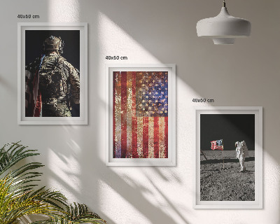 Wall art set American symbols USA flag