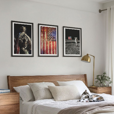 Wall art set American symbols USA flag