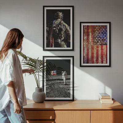 Wall art set American symbols USA flag