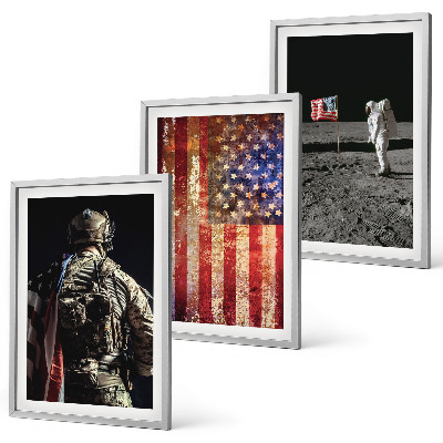 Wall art set American symbols USA flag