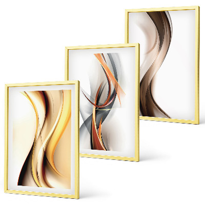 Wall art set Yellow gray-brown waves