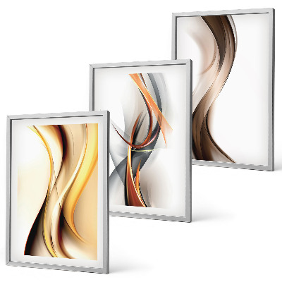 Wall art set Yellow gray-brown waves