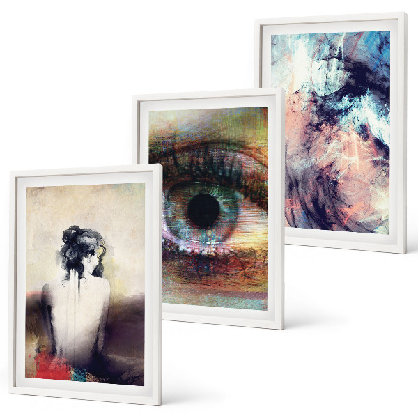 Three-piece wall art piece Portrait of a woman with abstract emotions