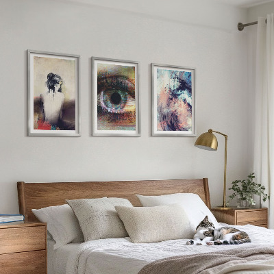 Three-piece wall art piece Portrait of a woman with abstract emotions