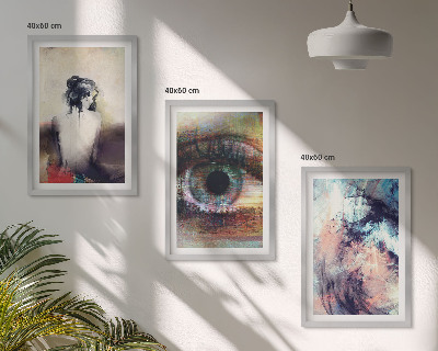 Three-piece wall art piece Portrait of a woman with abstract emotions