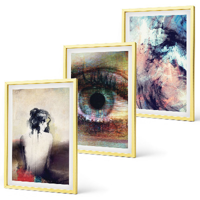 Three-piece wall art piece Portrait of a woman with abstract emotions