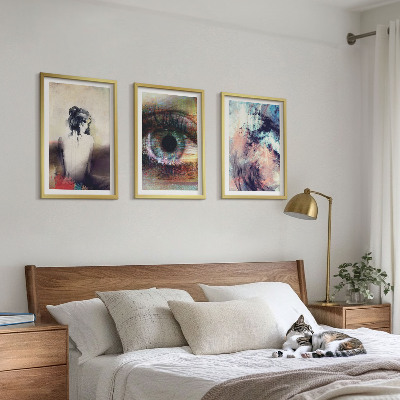 Three-piece wall art piece Portrait of a woman with abstract emotions