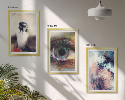 Three-piece wall art piece Portrait of a woman with abstract emotions