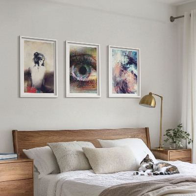 Three-piece wall art piece Portrait of a woman with abstract emotions
