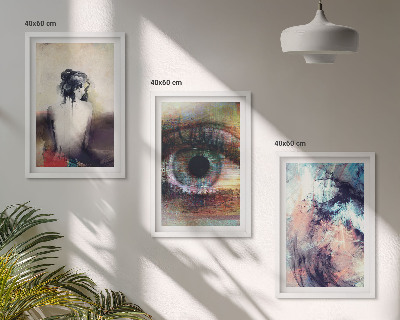 Three-piece wall art piece Portrait of a woman with abstract emotions
