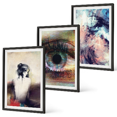 Three-piece wall art piece Portrait of a woman with abstract emotions