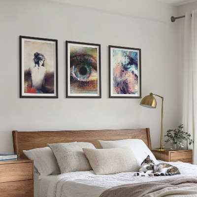 Three-piece wall art piece Portrait of a woman with abstract emotions