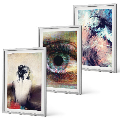 Three-piece wall art piece Portrait of a woman with abstract emotions