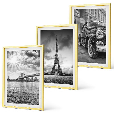 Set of 3 framed wall art pieces City views, bridges, Eiffel Tower