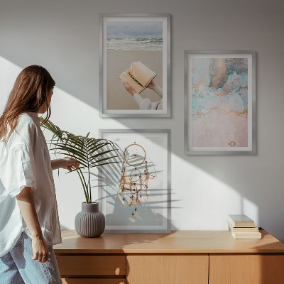 Wall art set Abstract sea boho book