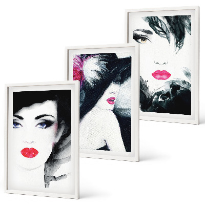 Three-piece wall art piece Portraits of women with lips