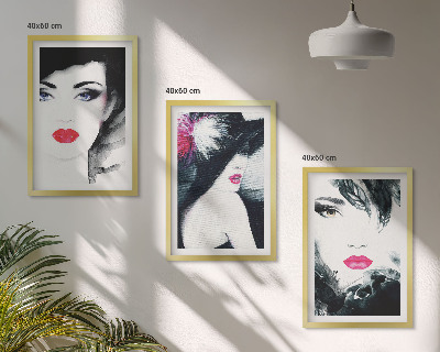 Three-piece wall art piece Portraits of women with lips