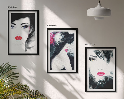 Three-piece wall art piece Portraits of women with lips