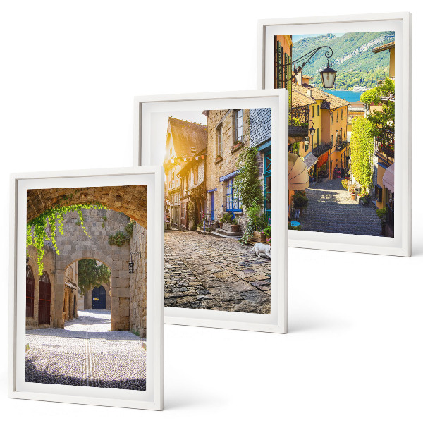 Three-piece wall art piece Charming stone streets