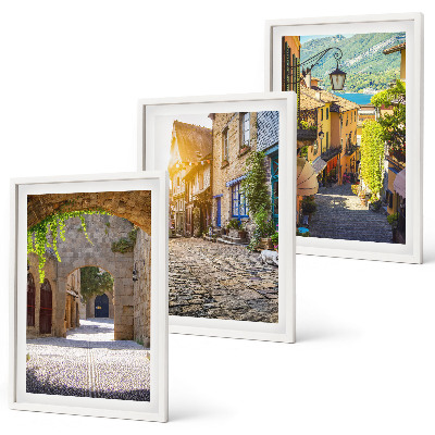 Three-piece wall art piece Charming stone streets