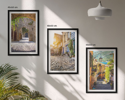 Three-piece wall art piece Charming stone streets