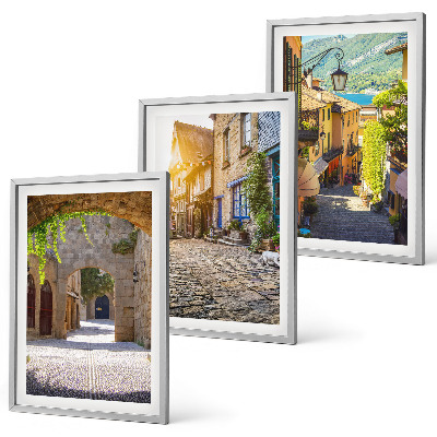 Three-piece wall art piece Charming stone streets