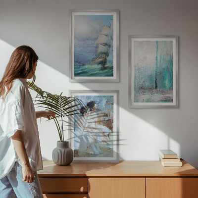 Wall art set Ship sea abstract dancer