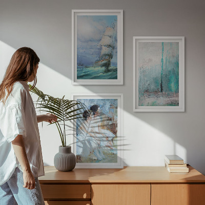 Wall art set Ship sea abstract dancer