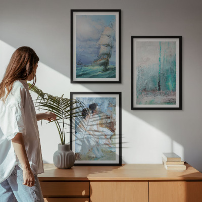 Wall art set Ship sea abstract dancer