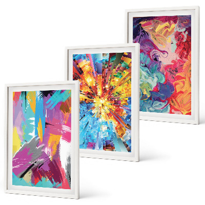 Three-piece wall art piece Colorful abstract paint patterns