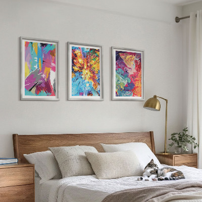 Three-piece wall art piece Colorful abstract paint patterns