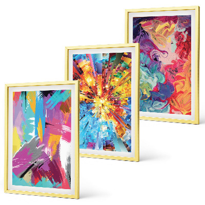 Three-piece wall art piece Colorful abstract paint patterns