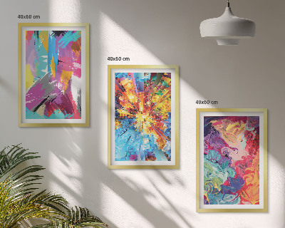 Three-piece wall art piece Colorful abstract paint patterns