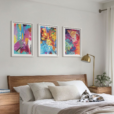 Three-piece wall art piece Colorful abstract paint patterns