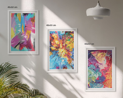 Three-piece wall art piece Colorful abstract paint patterns