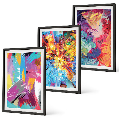 Three-piece wall art piece Colorful abstract paint patterns