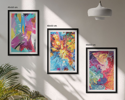 Three-piece wall art piece Colorful abstract paint patterns