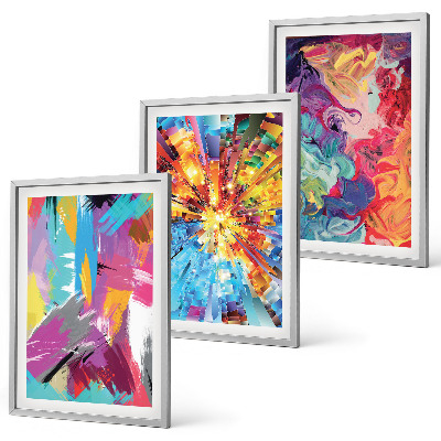 Three-piece wall art piece Colorful abstract paint patterns