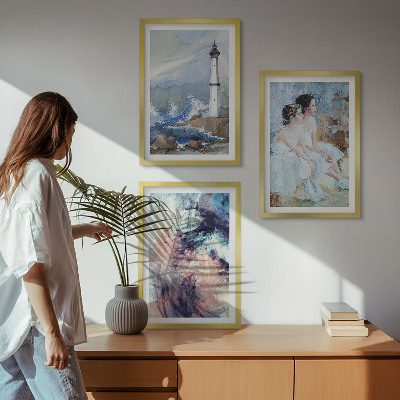 Wall art set Lighthouse abstract dancer