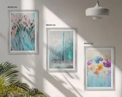 Pastel flowers background patterns wall art set of 3 framed pieces