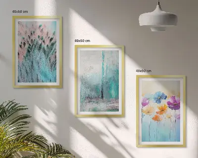 Pastel flowers background patterns wall art set of 3 framed pieces