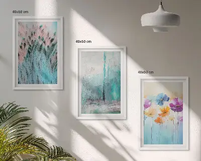 Pastel flowers background patterns wall art set of 3 framed pieces