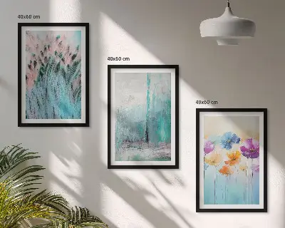 Pastel flowers background patterns wall art set of 3 framed pieces