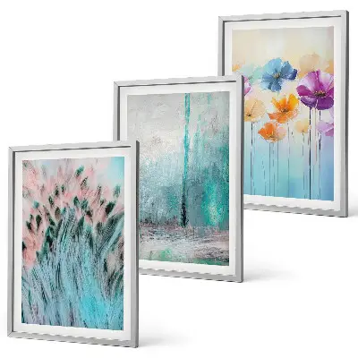 Pastel flowers background patterns wall art set of 3 framed pieces